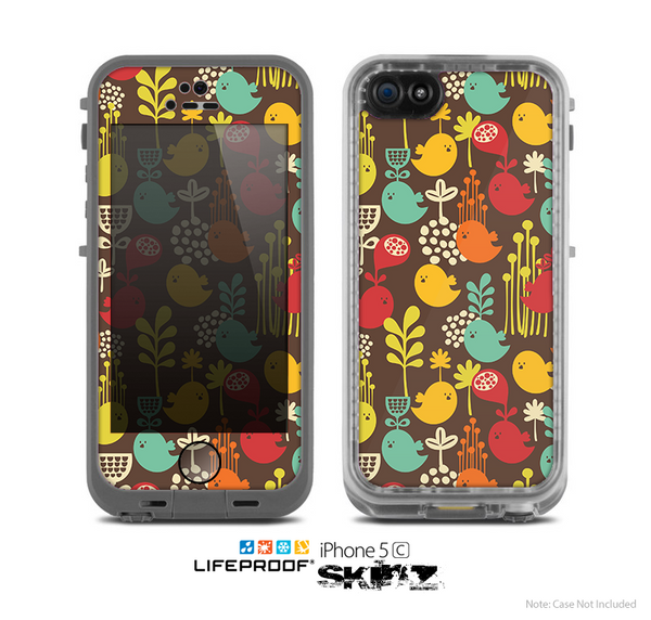 The Orange & Red Cute Vector Birds Skin for the Apple iPhone 5c LifeProof Case