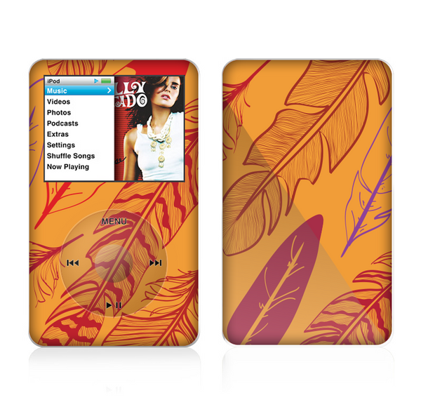 The Orange and Red Vector Feathers Skin For The Apple iPod Classic