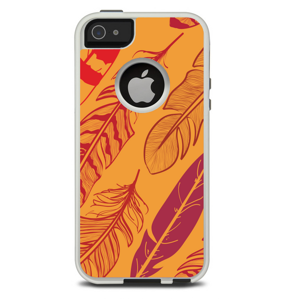The Orange and Red Vector Feathers Skin For The iPhone 5-5s Otterbox Commuter Case
