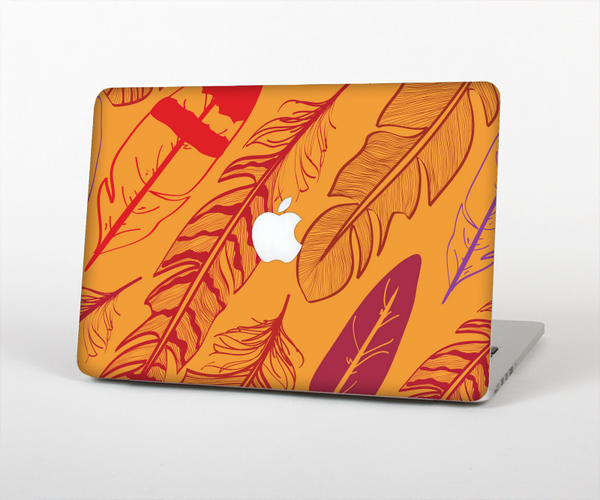 The Orange and Red Vector Feathers Skin Set for the Apple MacBook Air 13"