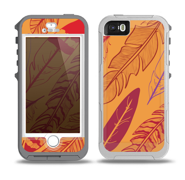 The Orange and Red Vector Feathers Skin for the iPhone 5-5s OtterBox Preserver WaterProof Case