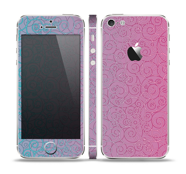The OverLock Pink to Blue Swirls Skin Set for the Apple iPhone 5