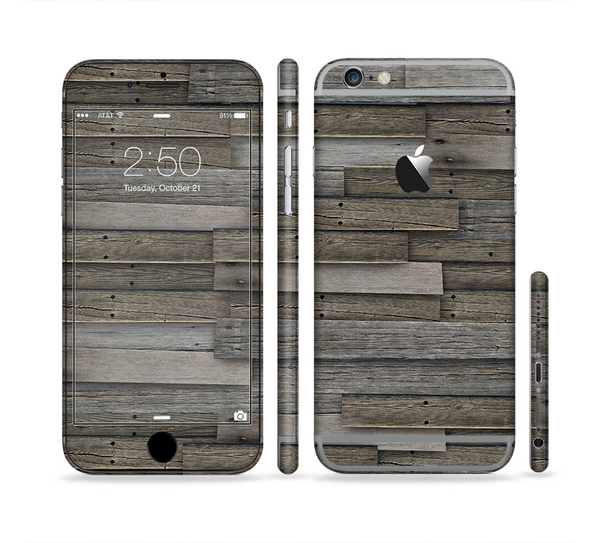 The Overlapping Aged Planks Sectioned Skin Series for the Apple iPhone 6