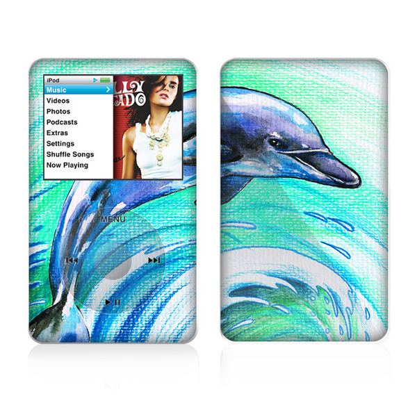 The Pastel Vibrant Blue Dolphin Skin For The Apple iPod Classic