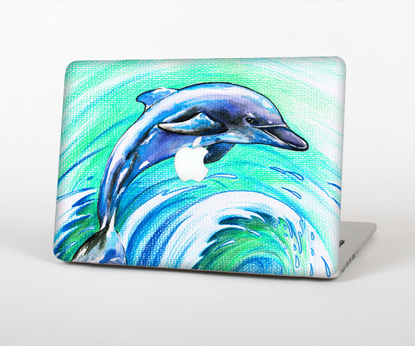 The Pastel Vibrant Blue Dolphin Skin Set for the Apple MacBook Air 13"