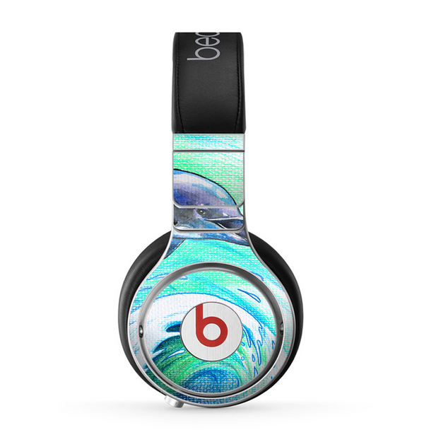 The Pastel Vibrant Blue Dolphin Skin for the Beats by Dre Pro Headphones
