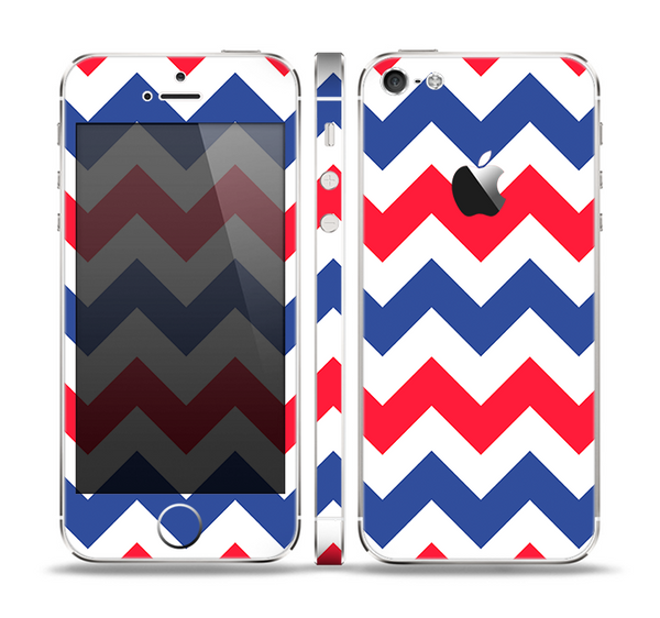 The Patriotic Chevron Pattern Skin Set for the Apple iPhone 5