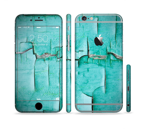 The Peeling Teal Paint Sectioned Skin Series for the Apple iPhone 6s Plus
