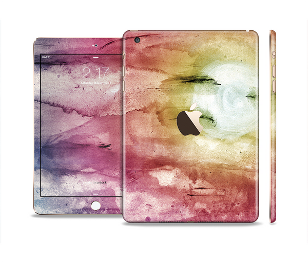 The Pink-Yellow-Blue Grunge Painted Surface Full Body Skin Set for the Apple iPad Mini 3