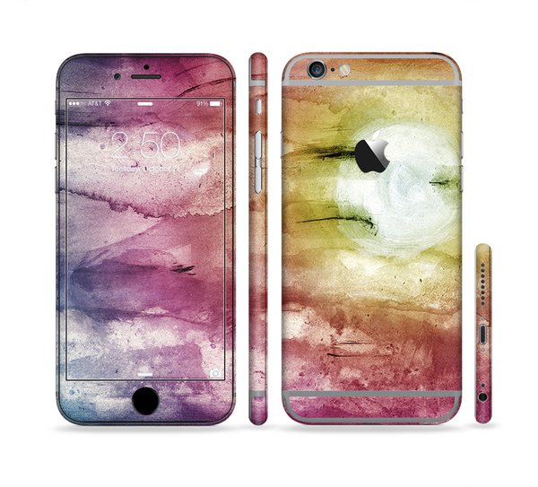 The Pink-Yellow-Blue Grunge Painted Surface Sectioned Skin Series for the Apple iPhone 6s