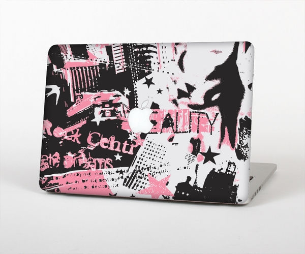 The Pink & Black Abstract Fashion Poster Skin Set for the Apple MacBook Air 13"