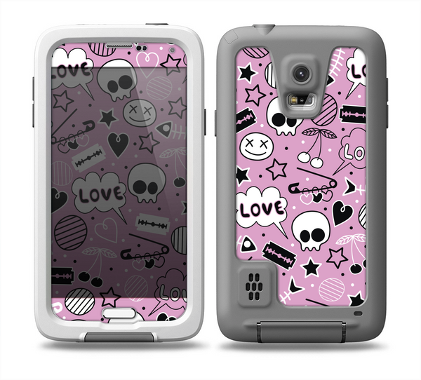 The Pink & Black Love Skulls Pattern V3 Skin Samsung Galaxy S5 frē LifeProof Case