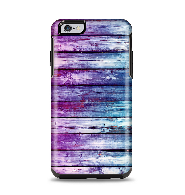 The Pink & Blue Dyed Wood Apple iPhone 6 Plus Otterbox Symmetry Case Skin Set