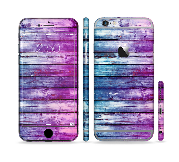 The Pink & Blue Dyed Wood Sectioned Skin Series for the Apple iPhone 6 Plus
