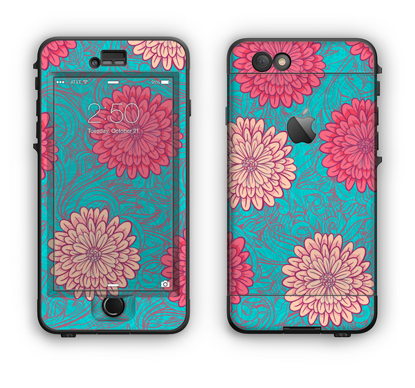 The Pink & Blue Floral Illustration Apple iPhone 6 Plus LifeProof Nuud Case Skin Set