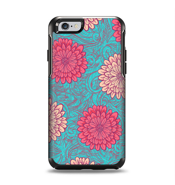 The Pink & Blue Floral Illustration Apple iPhone 6 Otterbox Symmetry Case Skin Set