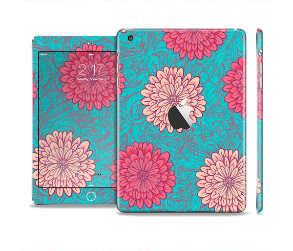 The Pink & Blue Floral Illustration Skin Set for the Apple iPad Mini 4