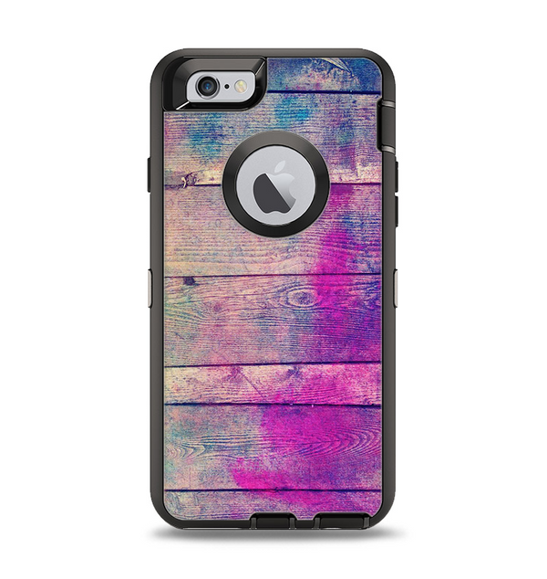 The Pink & Blue Grunge Wood Planks Apple iPhone 6 Otterbox Defender Case Skin Set