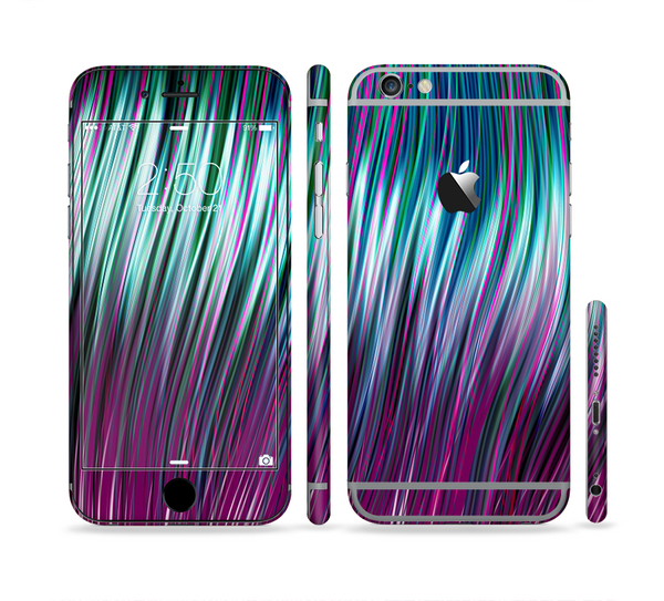 The Pink & Blue Vector Swirly HD Strands Sectioned Skin Series for the Apple iPhone 6