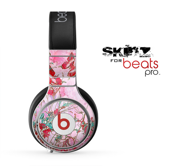 The Pink Bright Watercolor Floral Skin for the Beats by Dre Pro Headphones