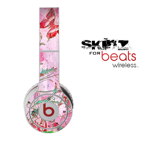 The Pink Bright Watercolor Floral Skin for the Beats by Dre Wireless Headphones