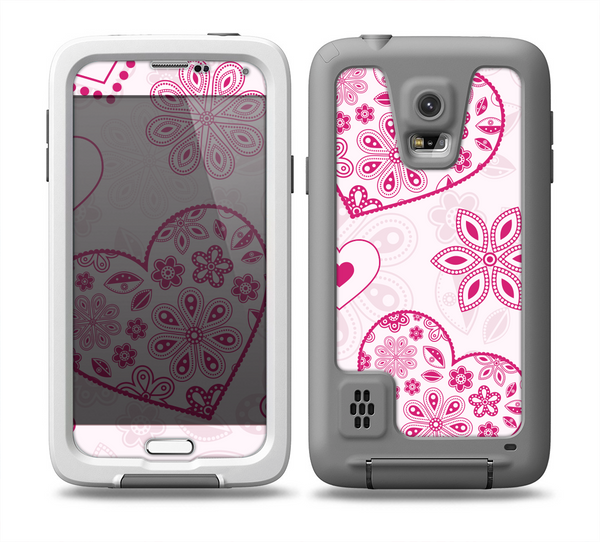 The Pink Floral Designed Hearts Skin Samsung Galaxy S5 frē LifeProof Case
