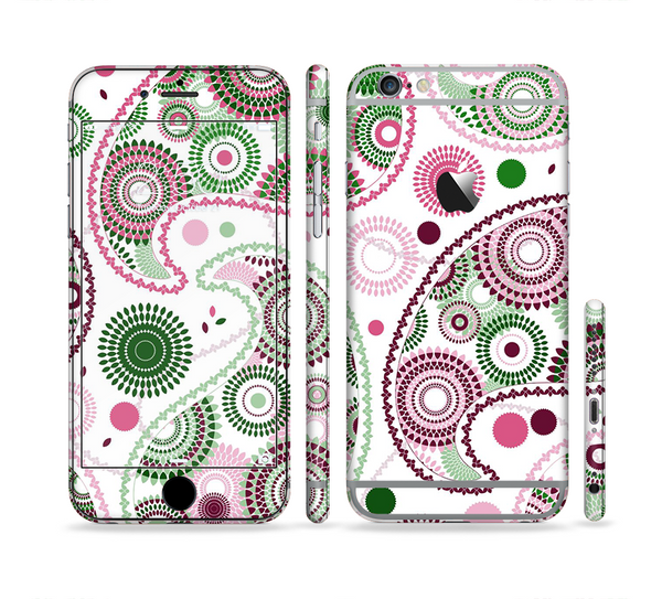 The Pink & Green Floral Paisley Sectioned Skin Series for the Apple iPhone 6 Plus