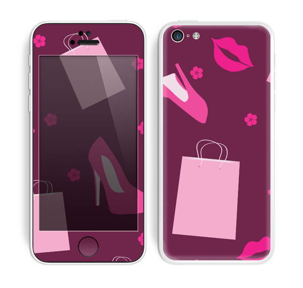 The Pink High Heel Shopping Pattern Skin for the Apple iPhone 5c