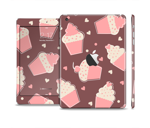 The Pink Outlined Cupcake Pattern Skin Set for the Apple iPad Mini 4