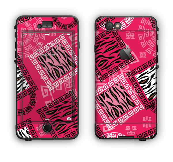 The Pink Patched Animal Print Apple iPhone 6 Plus LifeProof Nuud Case Skin Set
