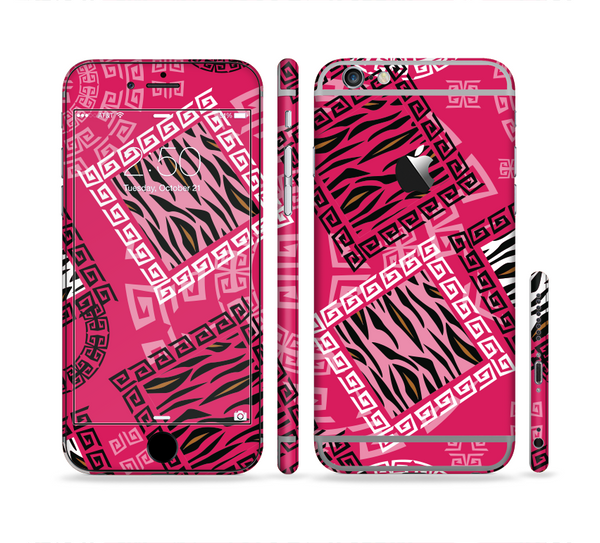 The Pink Patched Animal Print Sectioned Skin Series for the Apple iPhone 6s