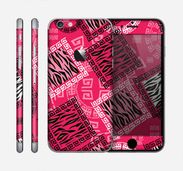 The Pink Patched Animal Print Skin for the Apple iPhone 6