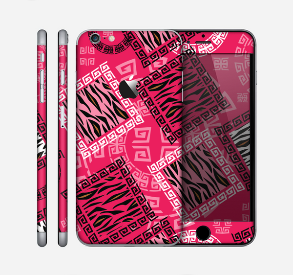 The Pink Patched Animal Print Skin for the Apple iPhone 6 Plus