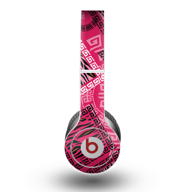 The Pink Patched Animal Print Skin for the Beats by Dre Original Solo-Solo HD Headphones