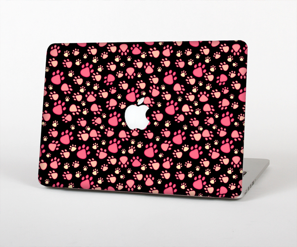 The Pink Paw Prints on Black Skin Set for the Apple MacBook Air 13"