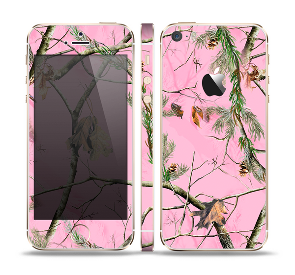 The Pink Real Camouflage Skin Set for the Apple iPhone 5s