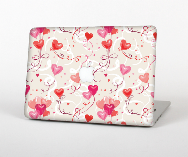 The Pink, Red and Tan Heart Balloon Pattern Skin Set for the Apple MacBook Pro 13" with Retina Display