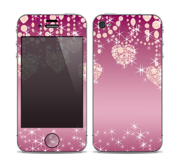 The Pink Sparkly Chandelier Hearts Skin for the Apple iPhone 4-4s