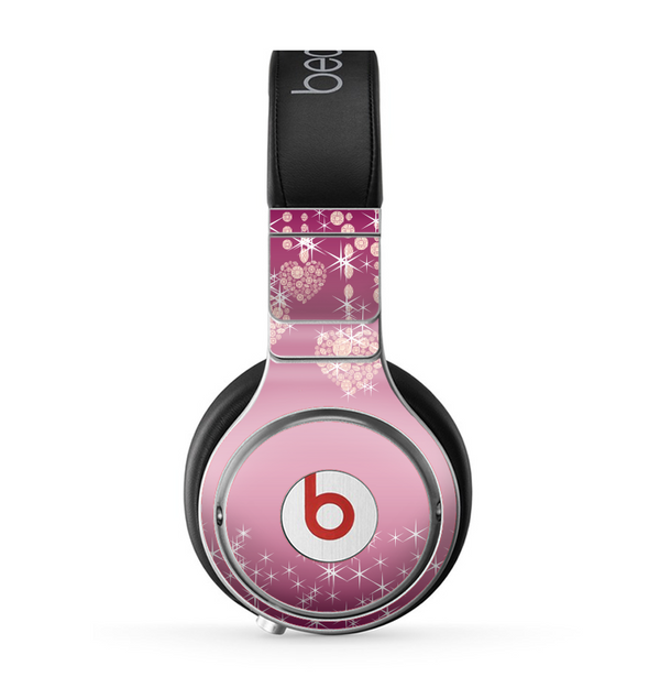 The Pink Sparkly Chandelier Hearts Skin for the Beats by Dre Pro Headphones