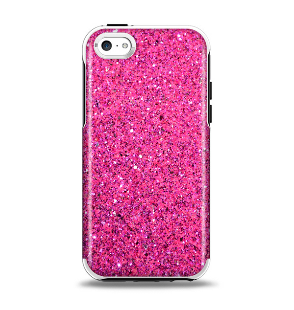 The Pink Sparkly Glitter Ultra Metallic Apple iPhone 5c Otterbox Symmetry Case Skin Set
