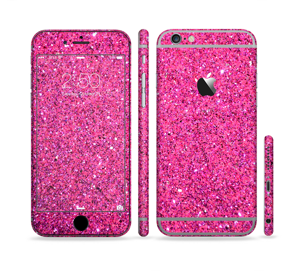 The Pink Sparkly Glitter Ultra Metallic Sectioned Skin Series for the Apple iPhone 6 Plus