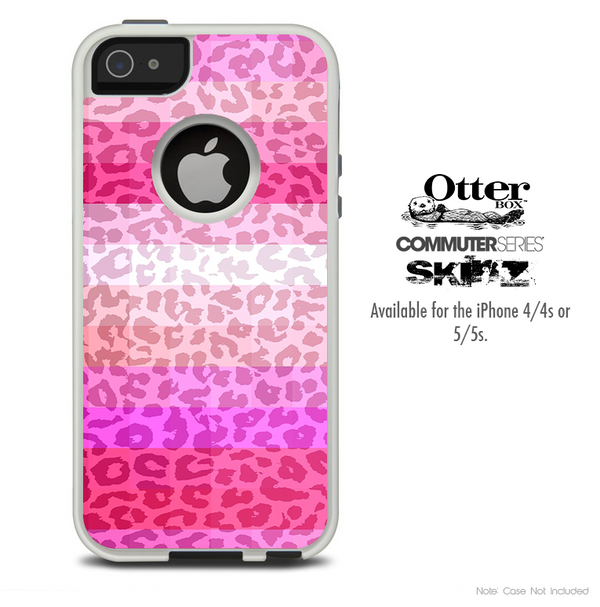 The Pink & Striped Cheetah Print Skin For The iPhone 4-4s or 5-5s Otterbox Commuter Case
