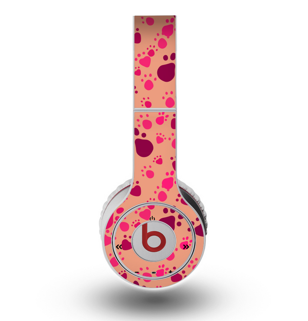 The Pink & Tan Paw Prints Skin for the Original Beats by Dre Wireless Headphones