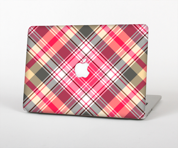 The Pink & Tan Plaid Layered Pattern V5 Skin Set for the Apple MacBook Air 13"