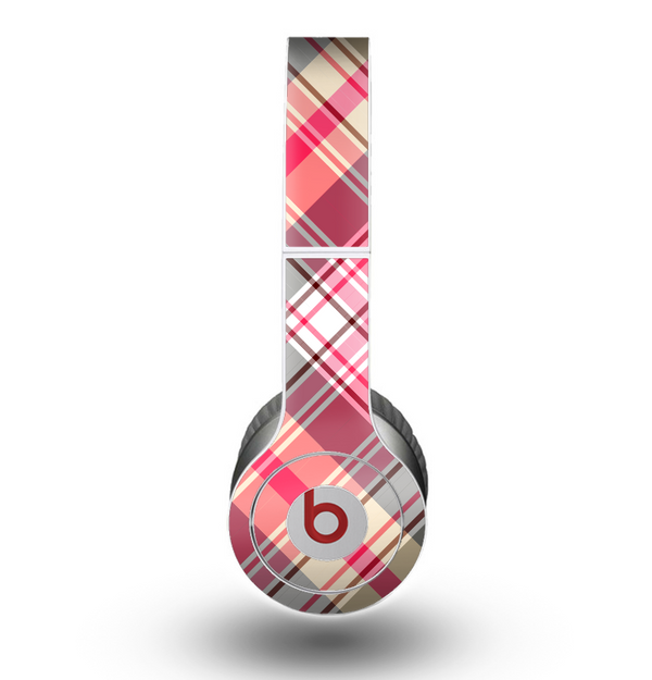 The Pink & Tan Plaid Layered Pattern V5 Skin for the Beats by Dre Original Solo-Solo HD Headphones