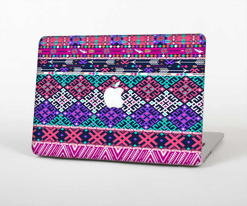 The Pink & Teal Modern Colored Aztec Pattern Skin Set for the Apple MacBook Pro 15" with Retina Display