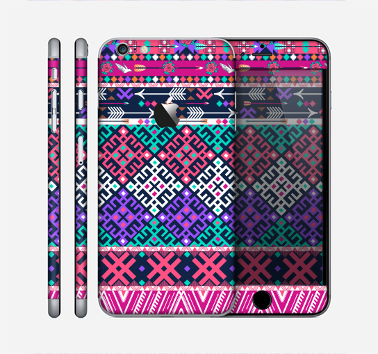 The Pink & Teal Modern Colored Aztec Pattern Skin for the Apple iPhone 6 Plus