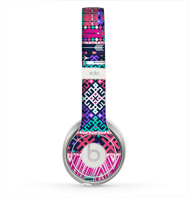 The Pink & Teal Modern Colored Aztec Pattern Skin for the Beats by Dre Solo 2 Headphones