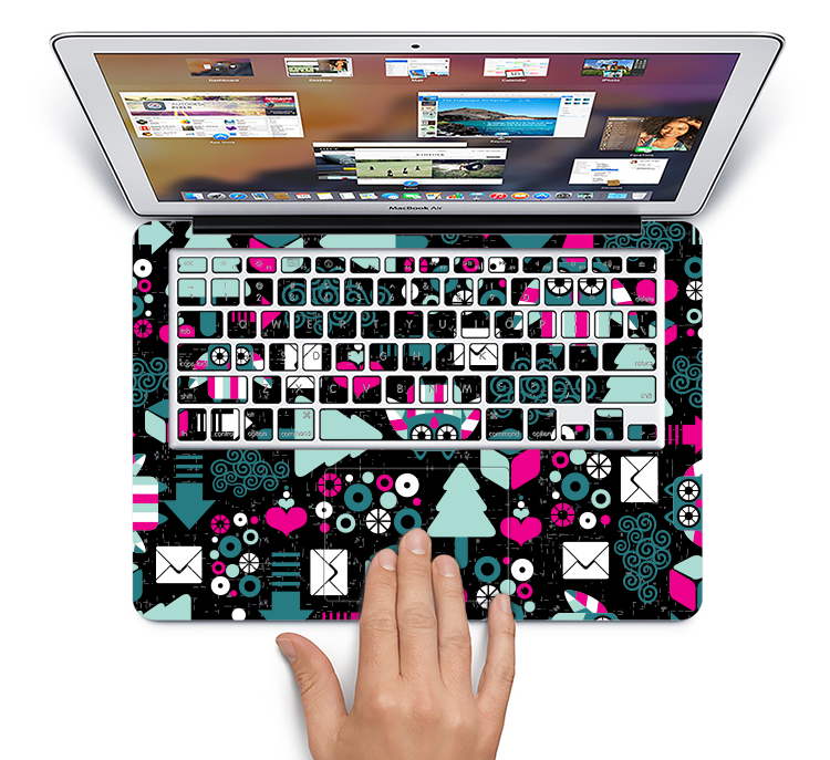 The Pink & Teal Owl Collaged Vector Shapes Skin Set for the Apple MacBook Pro 15" with Retina Display