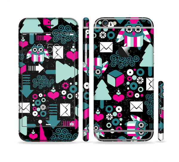 The Pink & Teal Owl Collaged Vector Shapes Sectioned Skin Series for the Apple iPhone 6s